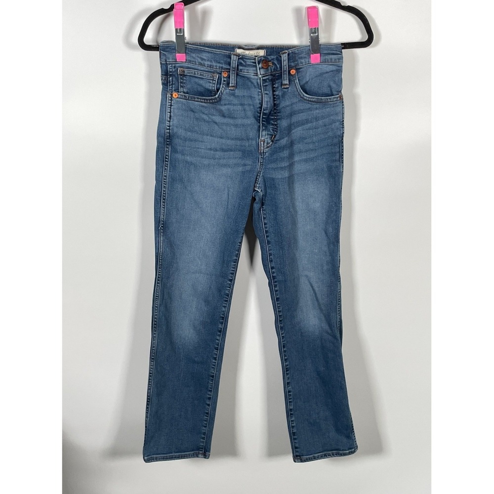 Madewell Stovepipe Jeans High Rise Straight Leg Blue Denim NC348 Size 25
